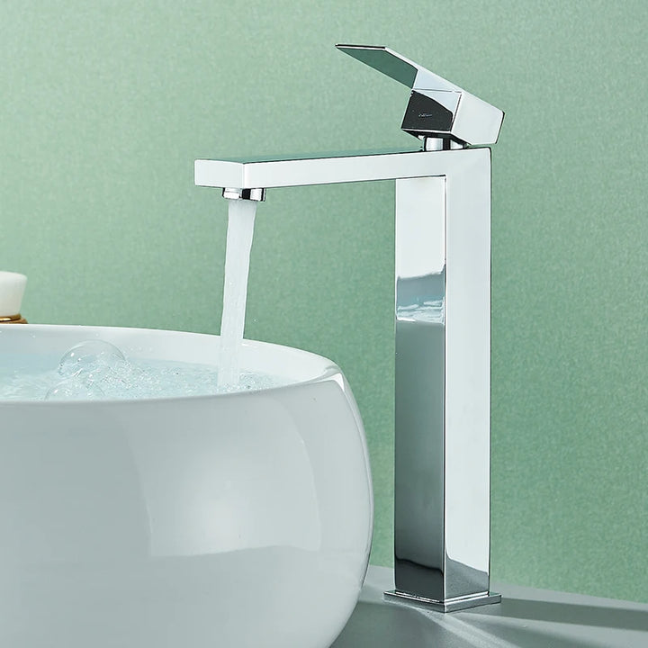 CARRE-Bathroom Faucet Deck Mount Basin Sink Taps Hot Cold Water Mixers Single Handle Tap Washbasin Crane Short/Tall