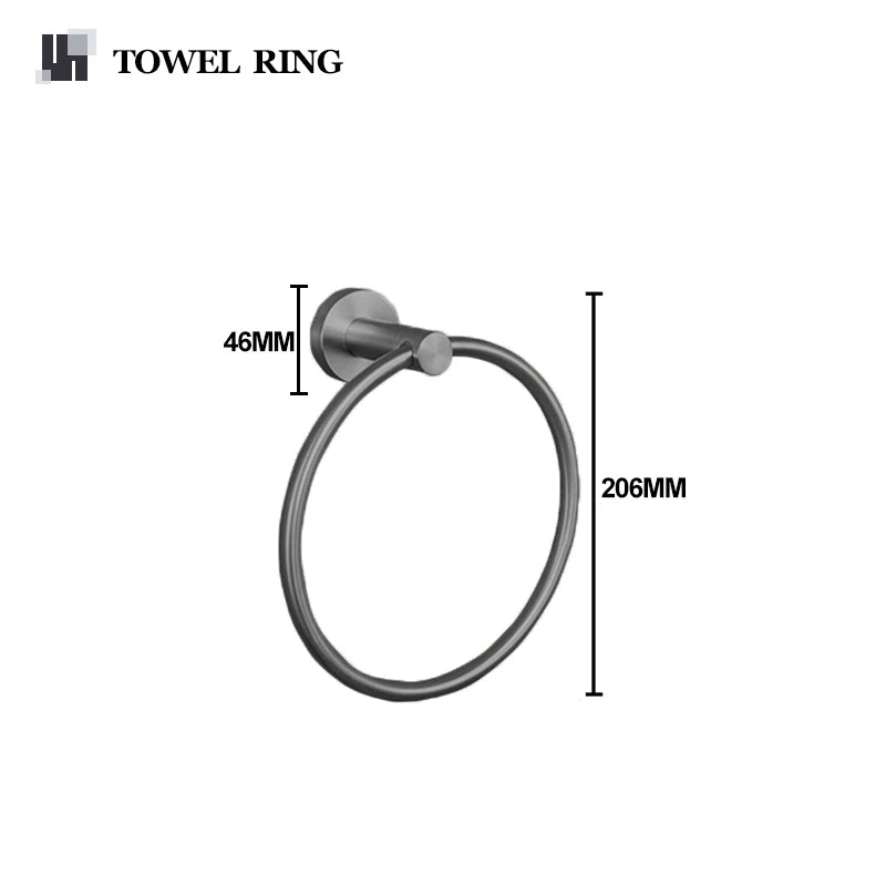 Gray Gun Metal Bathroom Hardware Accessories Cup Rack Towel Rack Toilet Brush Bath Towel Rack Roll Rack Towel Bar Hook Bathroom Wall Rack
