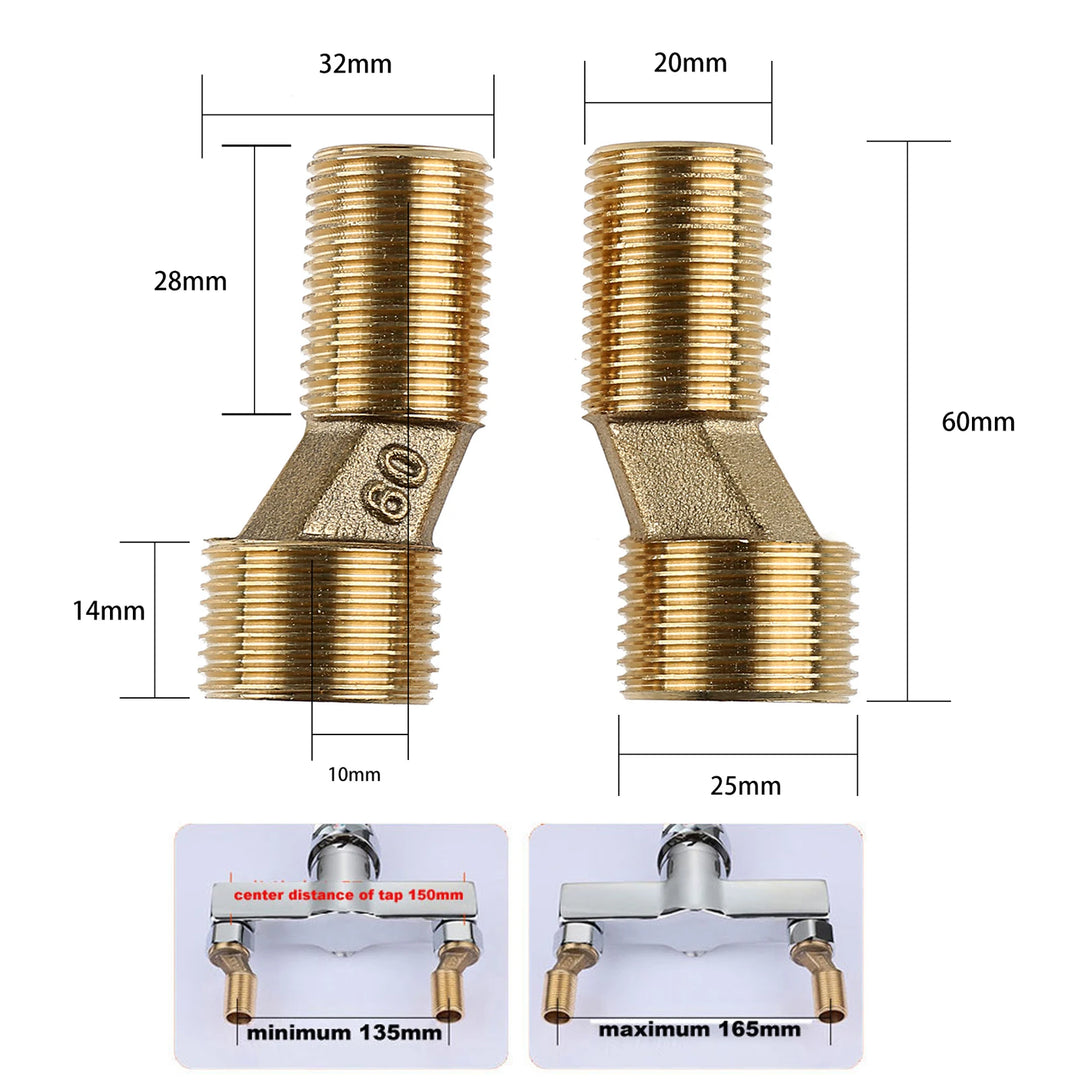 Z shape x 2Pcs Adjustable Kitchen Bathroom Shower Faucet Adapter Brass&Stainless Steel Wall Mounted Replacement Angle Valve S-unions Parts