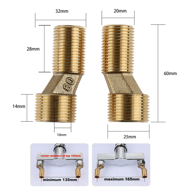 Z shape x 2Pcs Adjustable Kitchen Bathroom Shower Faucet Adapter Brass&Stainless Steel Wall Mounted Replacement Angle Valve S-unions Parts