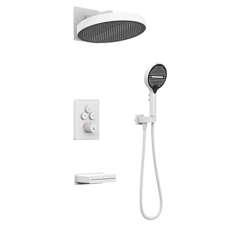 Apartamento-  Thermostatic Shower Faucet Hotel Bathroom Mixer Wall Mounted Jet Massage Spray Pattern Brass Chrome Ceramic