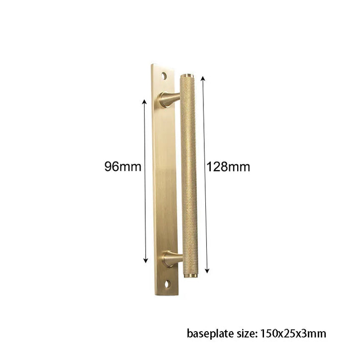 Brass Knurled Cabinet Handles Wardrobe Bar Pull with Baseplate Textured Furniture Door Handle with Baseboard Drawer Knobs