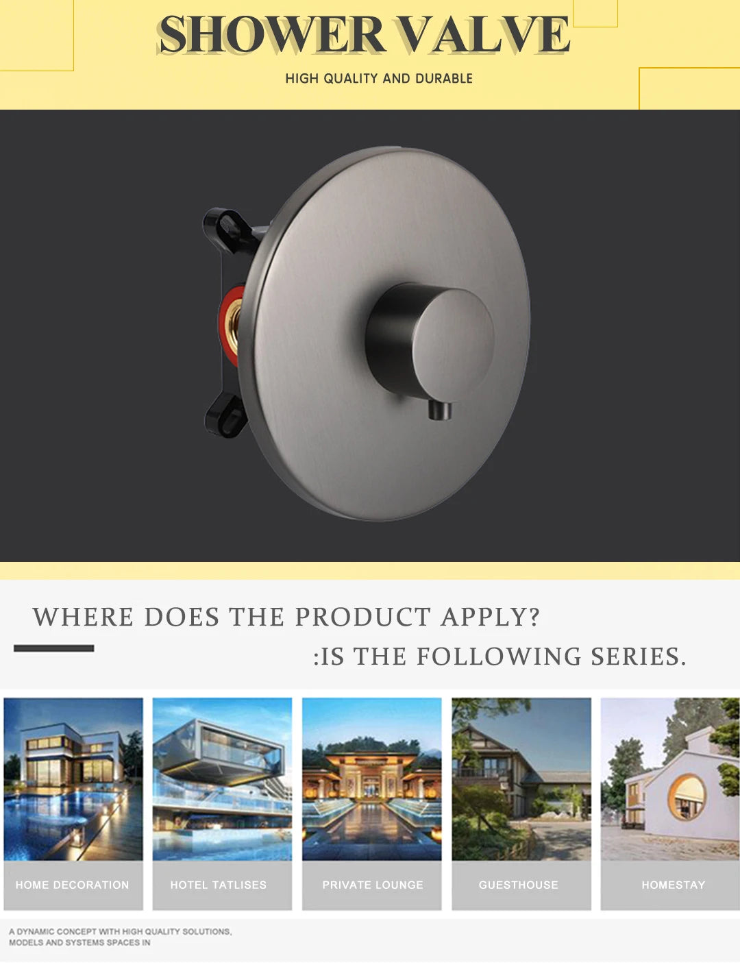 Hot and Cold Mixing Valve Body Faucet Single Handle Bathroom Concealed Shower Mixing Valve and Trim Kit Round Square