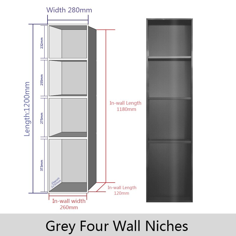 Stainless Steel 304 Wall Mounted Recess Bathroom Shower Shelve Niche