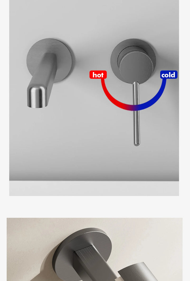 Hot And Cold Basin Faucet Single Handle Single Spout Sink Wash Mixer Wall Mounted Bathroom Tap