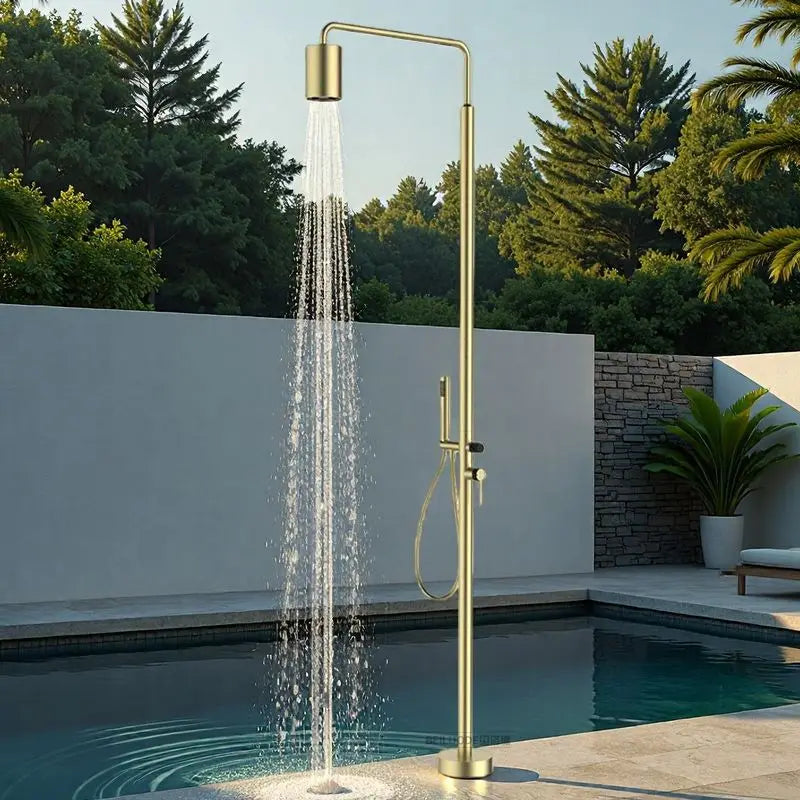 Outdoor floor shower stainless steel vertical shower shower villa swimming pool beach bath hot and cold column set