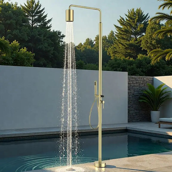 Outdoor floor shower stainless steel vertical shower shower villa swimming pool beach bath hot and cold column set