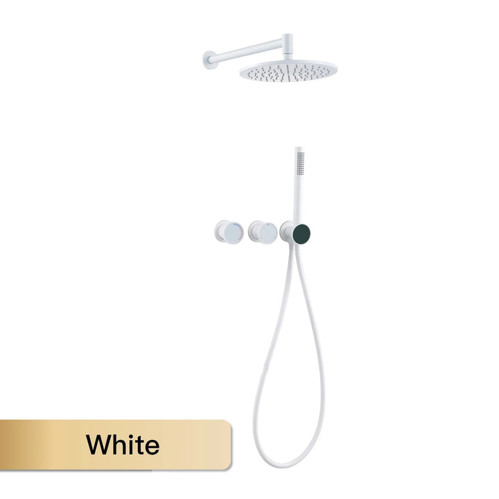 Lisboa II-Brass Shower System Simple Design Wall Mounted 2 Handle Hot & Cold Water 3 Function Bathroom Faucet