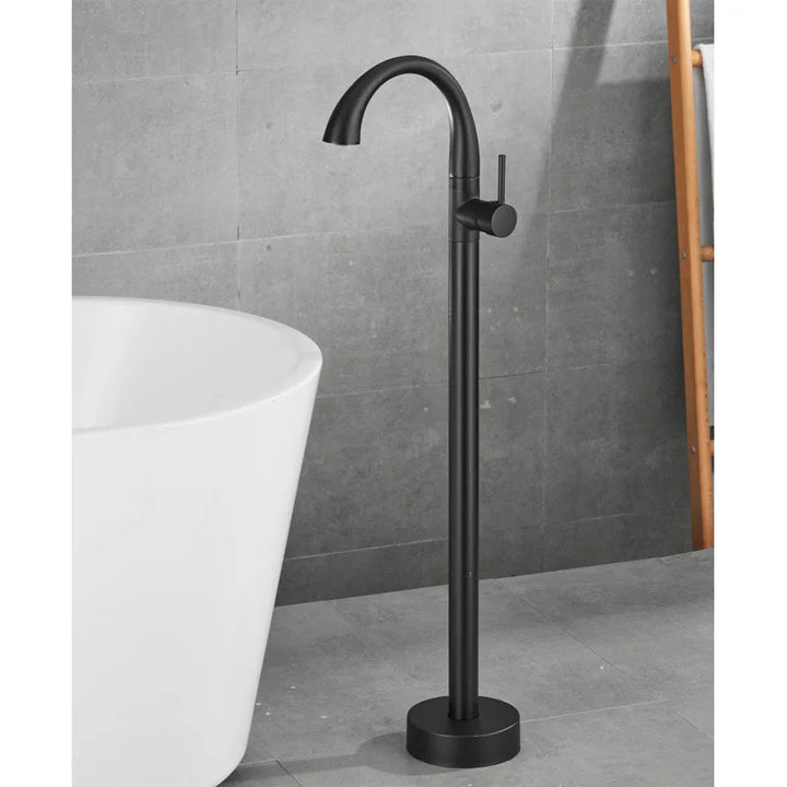 Mossberg-Single Handle Dual Control Floor Standing Freestanding Bath Shower Mixer Tap Chrome Black Brushed Gold for Pedestal  Bathtub