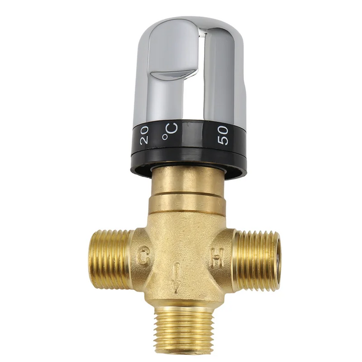 AT44-Thermostatic Mixing Valve Solid Brass G1/2 For Shower System Water Temperature Control Pipe Basin Thermostat Control