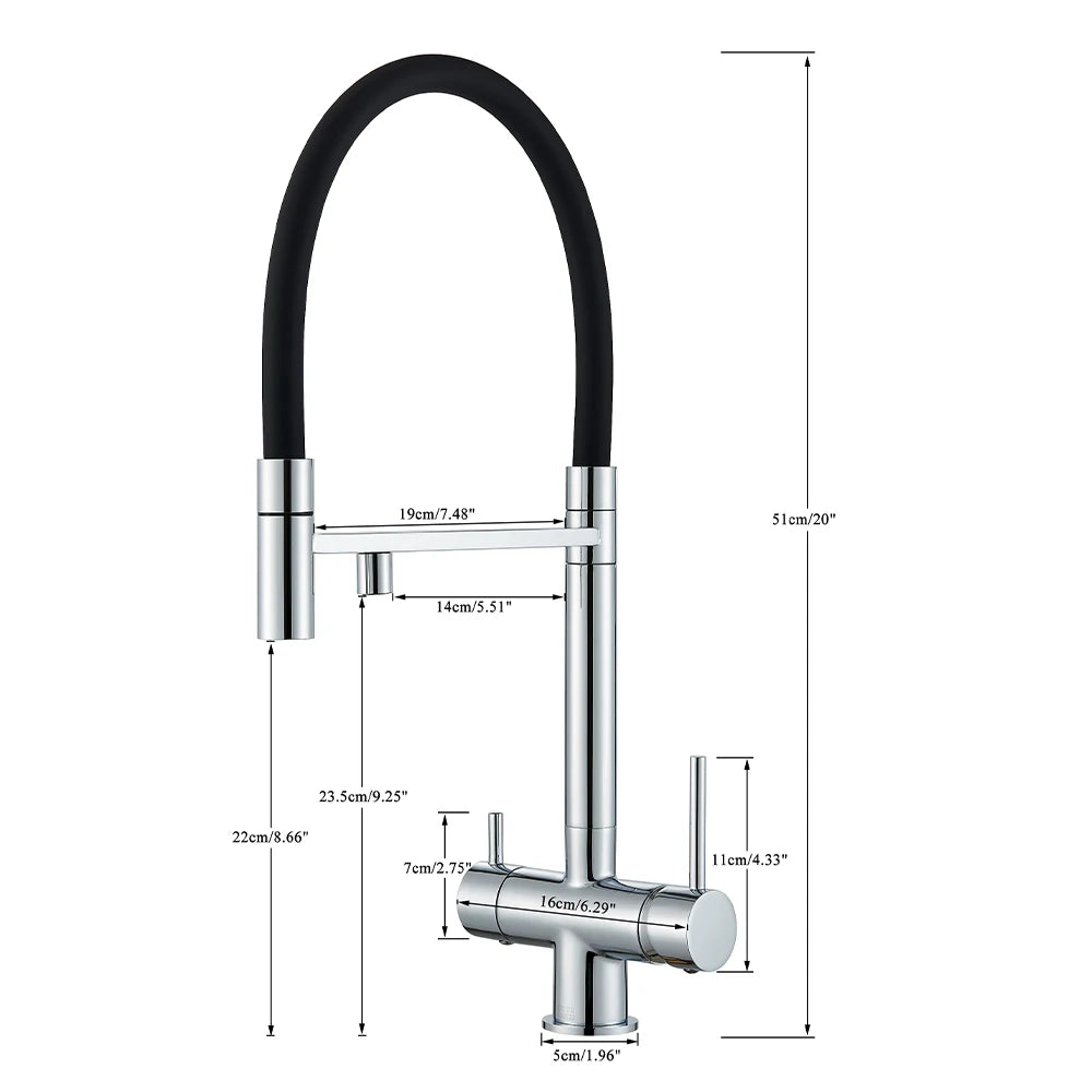 Brazilia 2.0 -Brushed Gold 3 Way  Deck Mounted Kitchen Mixer Tap 360 Rotate Drinking Sink Tap Water Purification Tap Crane For Kitche