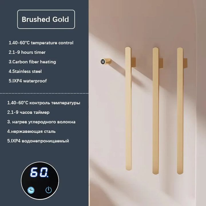 Elemento- Towel Warmer Hidden Wires Electric Heated Towel Rail Temperature Time Control Bath Electric Towel Rack