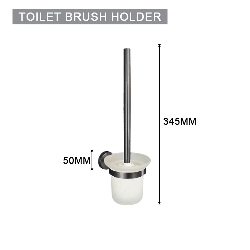 Grey Gun Metal Bathroom Hardware Set Accessories Kit Stainless Steel Round Wall Rack Hand Bar Toilet Roll Paper Holder Robe Towel Hook