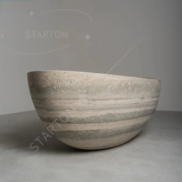 Natural Marble Bathtub, Carved Minimalist Luxury, Custom Hotel/Villa Bathroom, Artistic，Indoor/Outdoor Shower