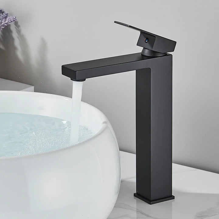 CARRE-Bathroom Faucet Deck Mount Basin Sink Taps Hot Cold Water Mixers Single Handle Tap Washbasin Crane Short/Tall