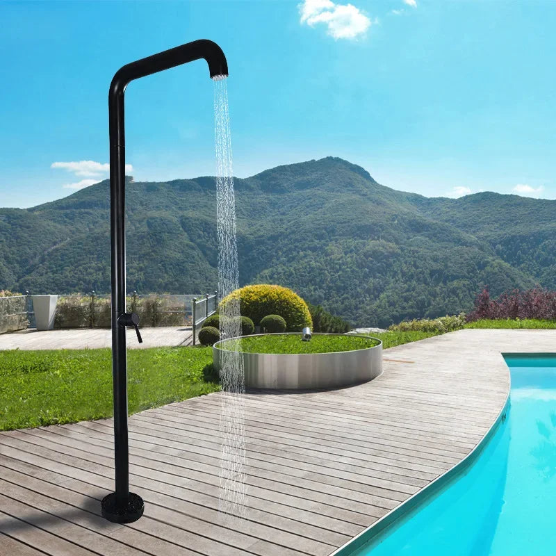 Modern Black Freestanding Floor Mounted Bathtub Faucet with Handheld Shower