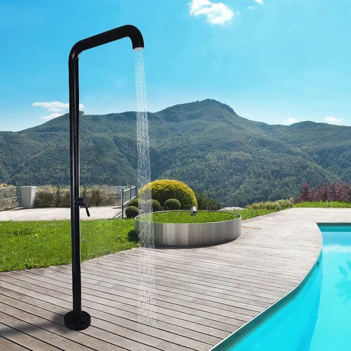 Modern Black Freestanding Floor Mounted Bathtub Faucet with Handheld Shower