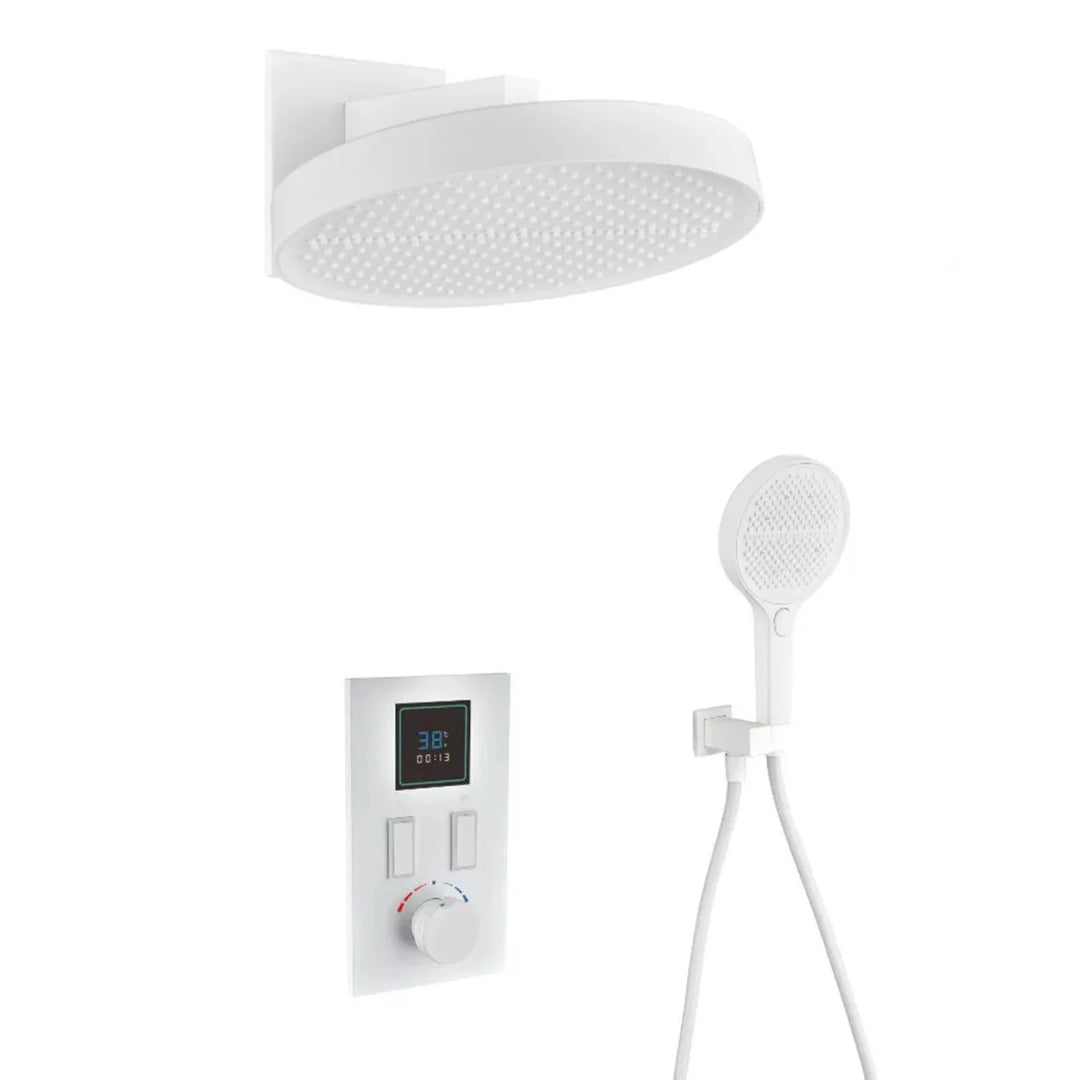 Smart Digital Display All Copper Wall Mounted Shower Set Waterfall Rain Bathroom