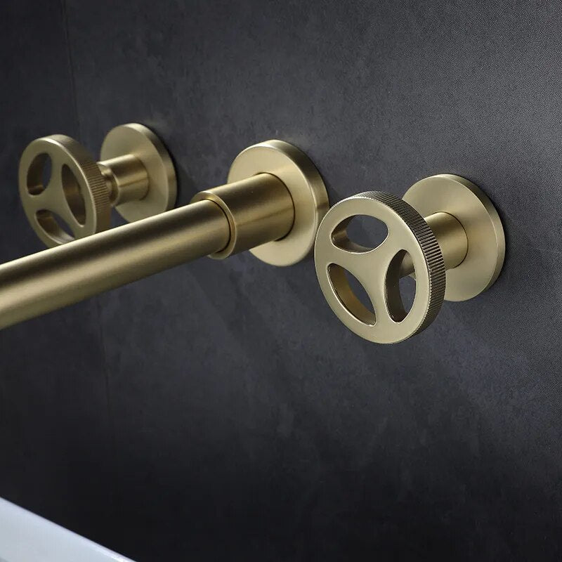 Bergen- Brushed Gold nordic design wall mounted bathroom faucet
