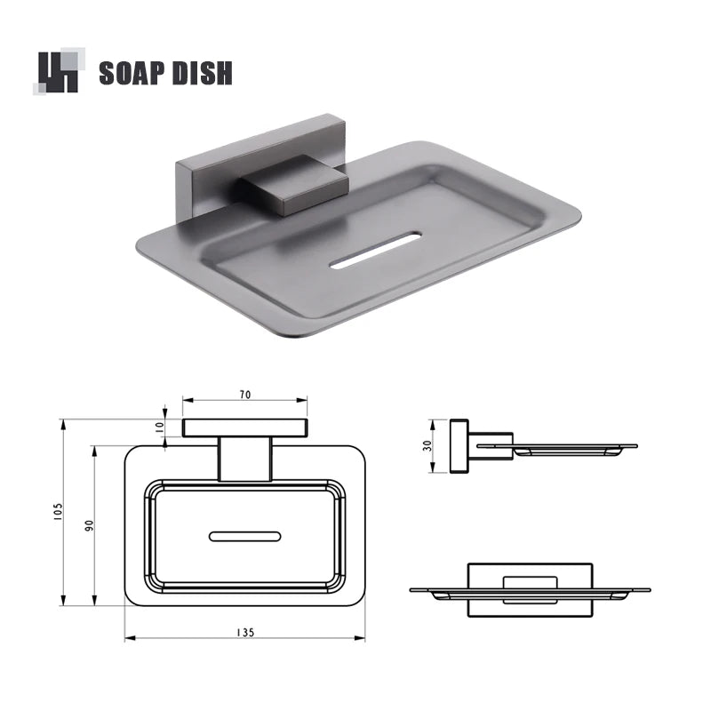 Gunmetal Stainless Steel Bathroom Hardware Towel Rack Toilet Paper Holder,Toilet Brush,Robe Hook Towel Bar Holder Grey Stainless