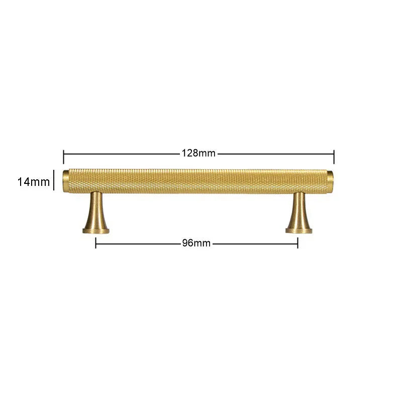 Brass Knurled Cabinet Handles Wardrobe Bar Pull with Baseplate Textured Furniture Door Handle with Baseboard Drawer Knobs