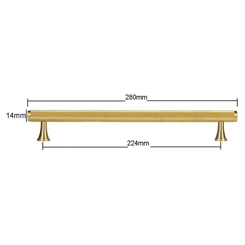 Brass Knurled Cabinet Handles Wardrobe Bar Pull with Baseplate Textured Furniture Door Handle with Baseboard Drawer Knobs