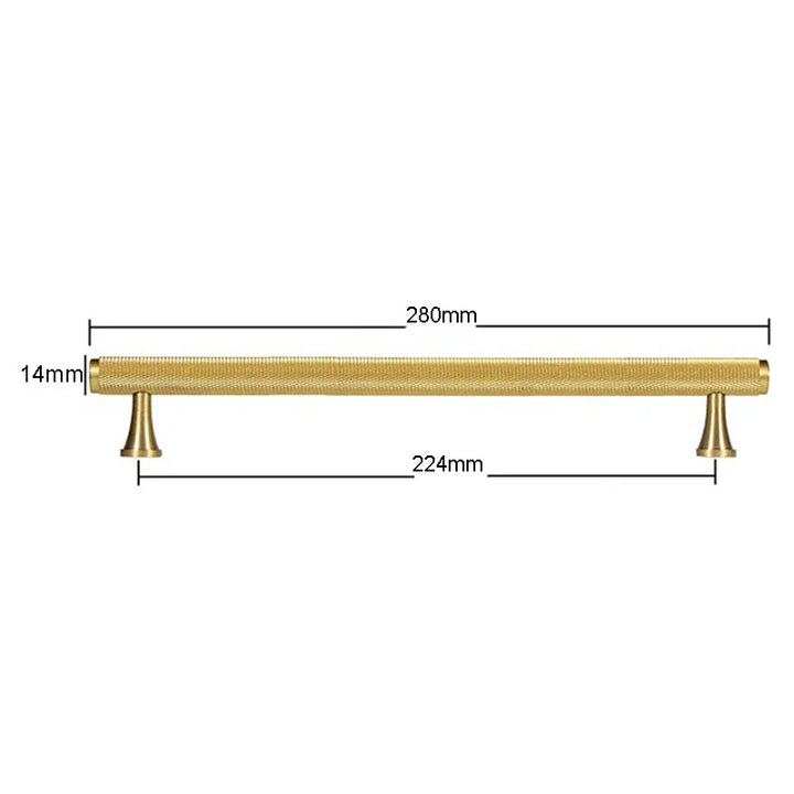 Brass Knurled Cabinet Handles Wardrobe Bar Pull with Baseplate Textured Furniture Door Handle with Baseboard Drawer Knobs