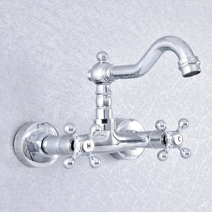 Chrome Victorian Farmer Sink Mixer Tap Swivel Faucet