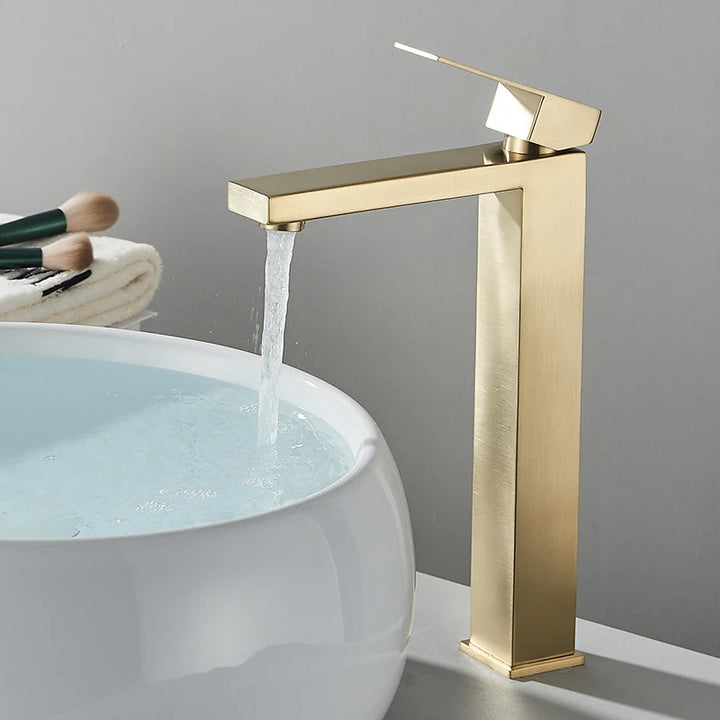 CARRE-Bathroom Faucet Deck Mount Basin Sink Taps Hot Cold Water Mixers Single Handle Tap Washbasin Crane Short/Tall