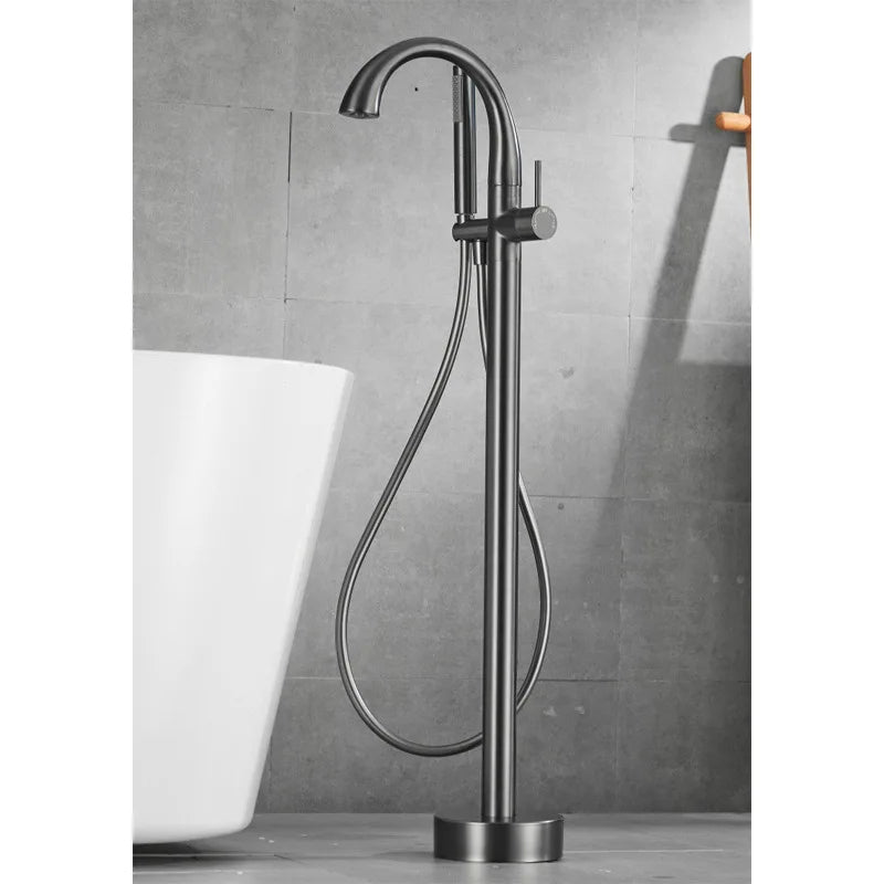 Mossberg-Single Handle Dual Control Floor Standing Freestanding Bath Shower Mixer Tap Chrome Black Brushed Gold for Pedestal  Bathtub