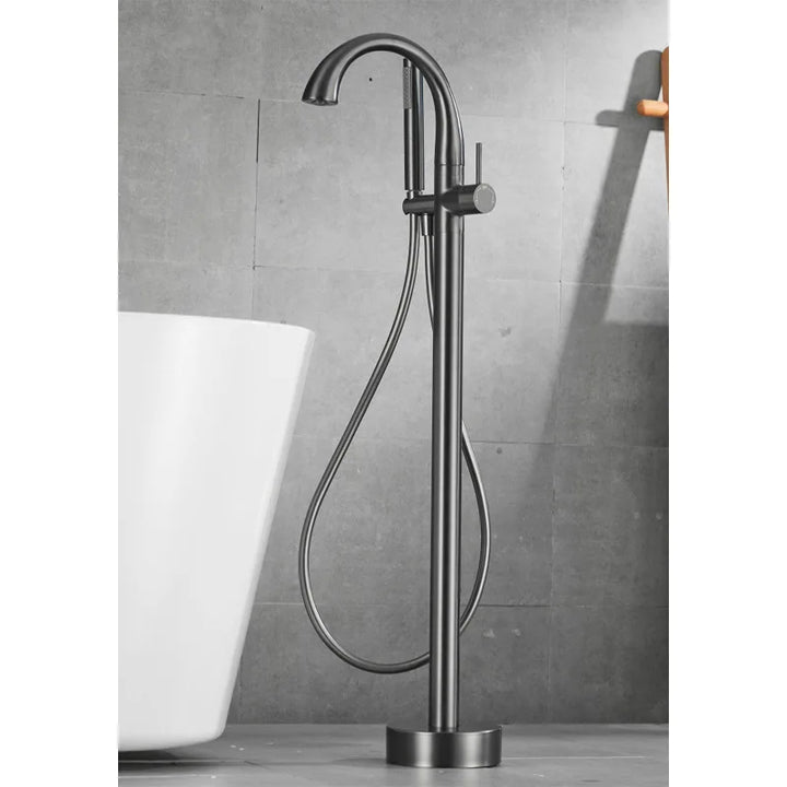 Mossberg-Single Handle Dual Control Floor Standing Freestanding Bath Shower Mixer Tap Chrome Black Brushed Gold for Pedestal  Bathtub