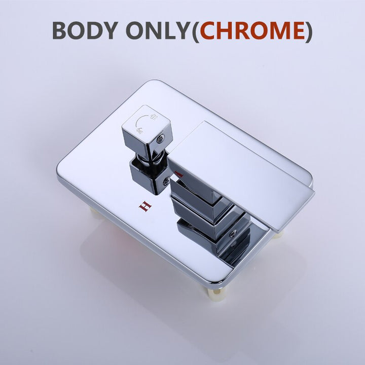 Chrome-Black-Brushed Gold  CSA -Modern rectangular 12x12"  rain head with  2 way function diverter completed shower kit