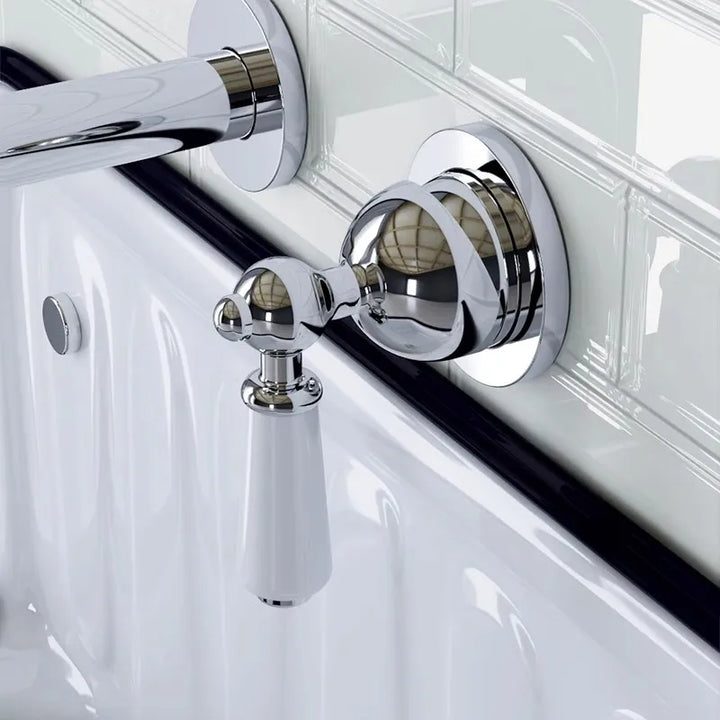 Chaplin-Victorian gold - chrome with porcelain single lever wall mounted bathroom faucet
