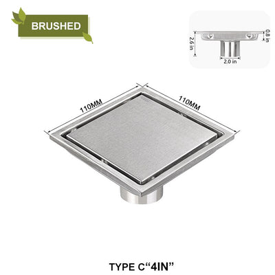 Square shower drain stainless steel with PVC or ABS adapter set