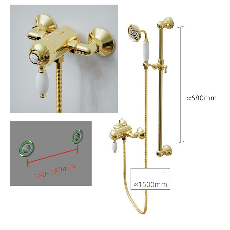 Gold Polished Brass Victorian Exposed Shower system