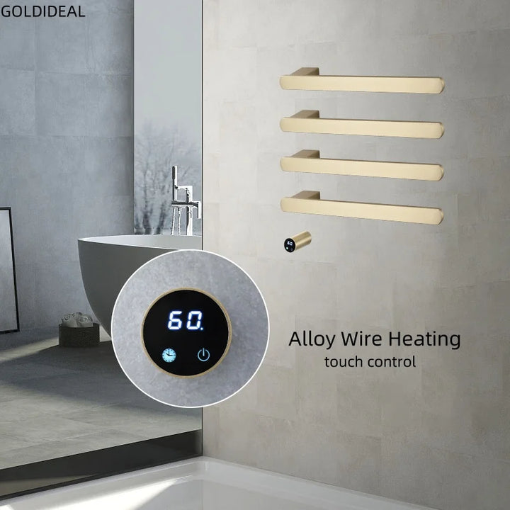 Sleek CleanDesign Electric Heated Towel Rails Bathroom Smart Control Towel Dryer  SS304 Hidden Wire 110V CSA