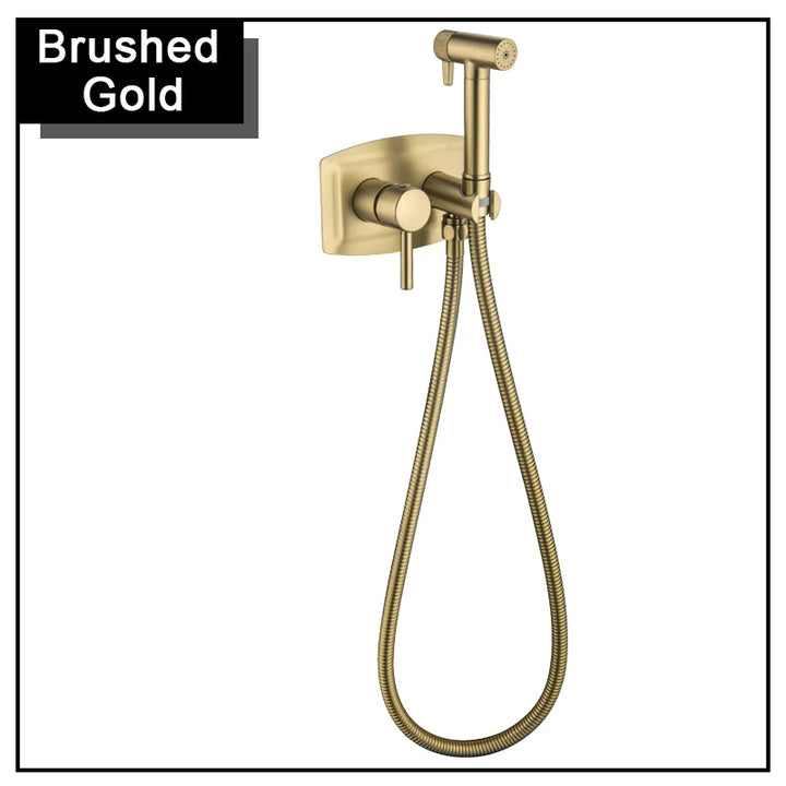 Brushed Rose Rose Gold Bidet Faucet Handheld Bidet Toilet Sprayer Set Hot and cold water Tap Brass Toilet Faucet Shower Head