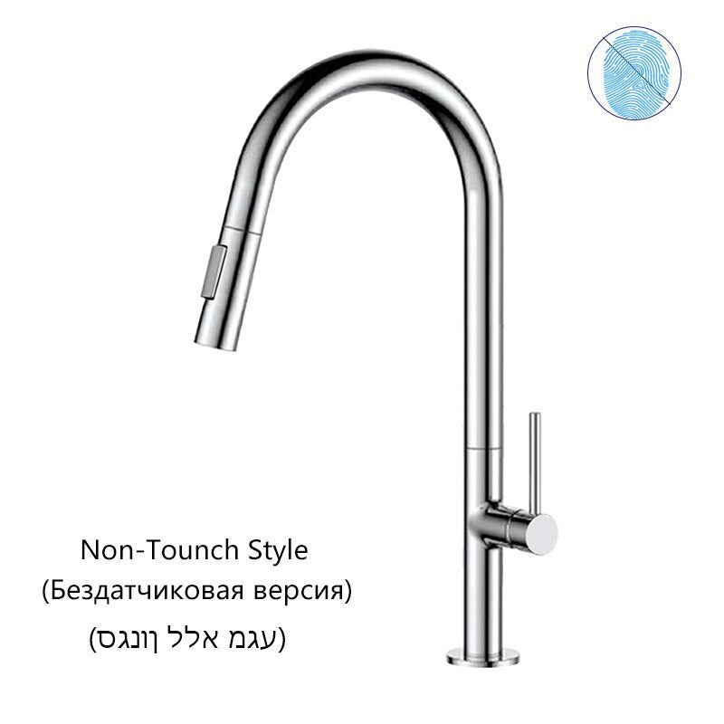 White with brushed gold touchless  kitchen faucet