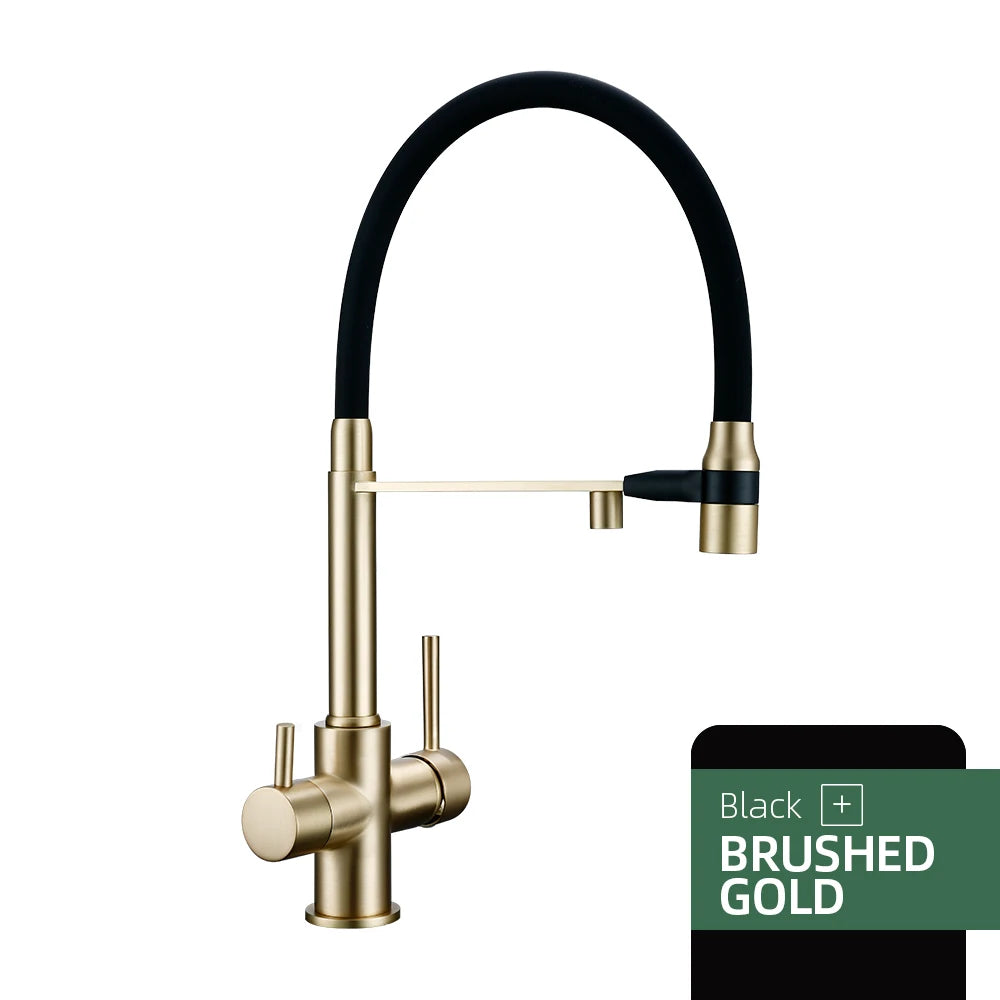 LIMA-3 Ways Kitchen Faucet Mixer Black Hose Mount Pull Out Dual Spray Nozzle Water Kitchen Taps