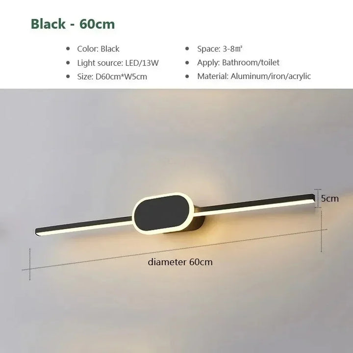 40/60/80CM Mirror Front Lamp  Bathroom Decorative Lights Mirror 40/60/80cm Long Strip Wall Sconces Living Room Indoor Fixture