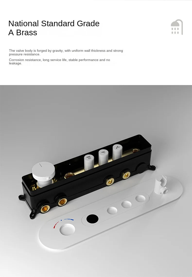 Aston-Constant Temperature White Embedded Wall-Mounted Rainfall Shower System with Intelligent Digital Display