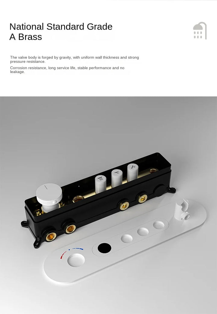Aston-Constant Temperature White Embedded Wall-Mounted Rainfall Shower System with Intelligent Digital Display