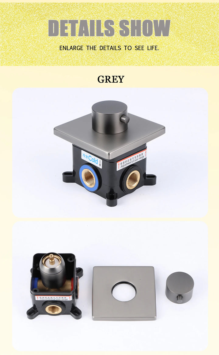 Single Function Mixer Water Tap Bathroom Water Faucets Shower Diverter Valve Black Gold Chrome Round Solid Brass Concealed