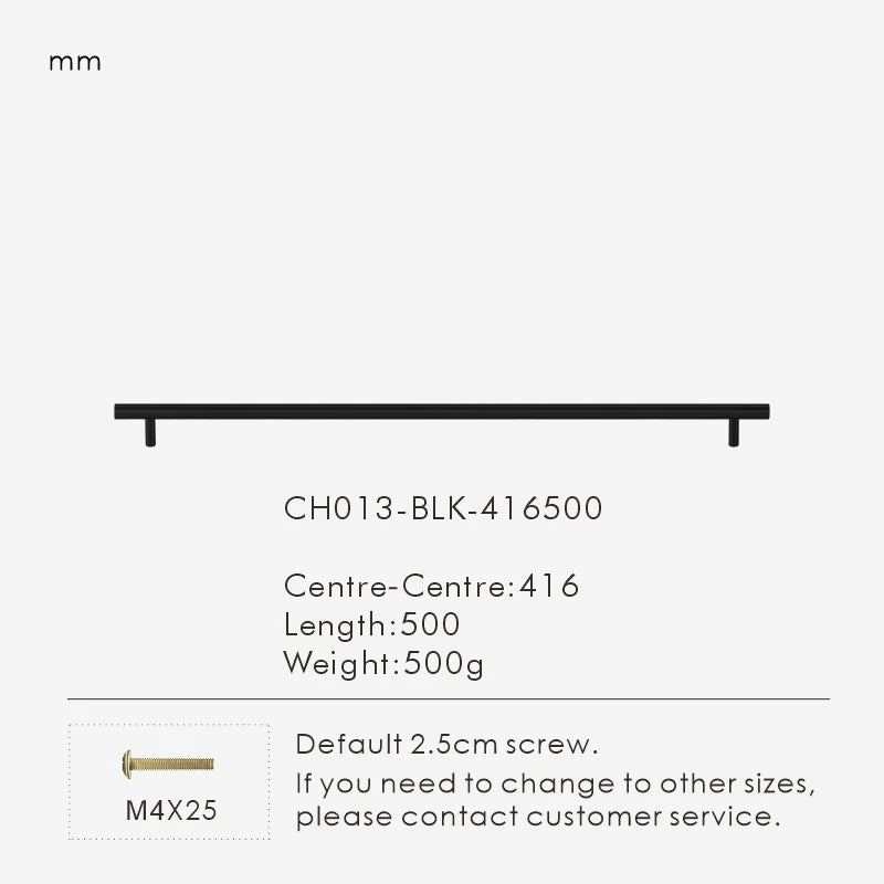 Nurlin Solid Brass Round Rod T-shaped Cabinet Handle Extended Long Wardrobe Drawer Refrigerator Kitchen door Pull Furniture