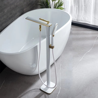 Lyon- White with gold frestanding bathtub filler faucet