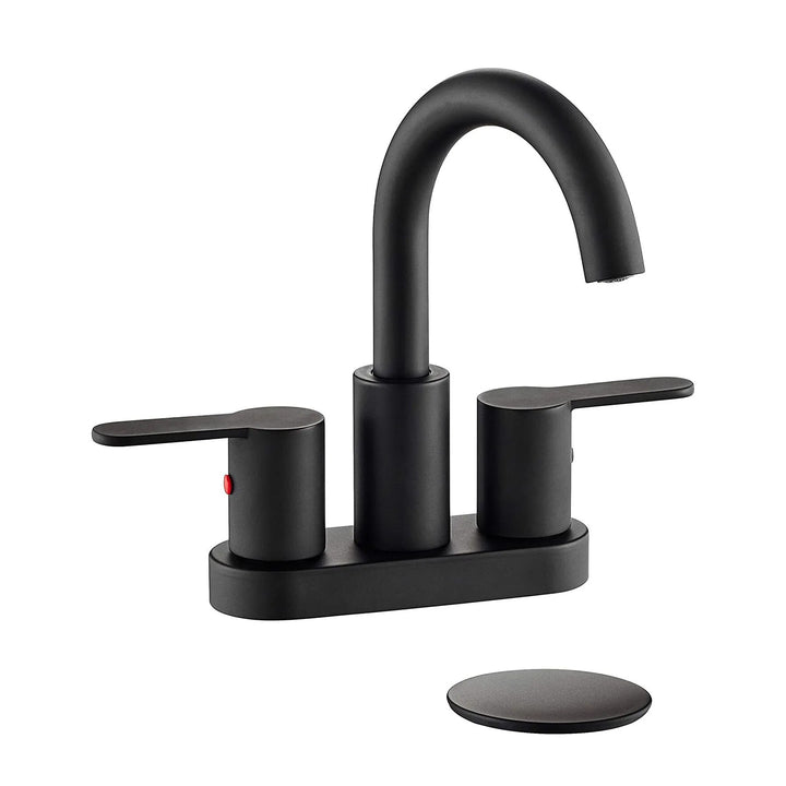 Brushed gold 4 inch wide spread bathroom faucet