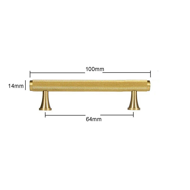 Brass Knurled Cabinet Handles Wardrobe Bar Pull with Baseplate Textured Furniture Door Handle with Baseboard Drawer Knobs