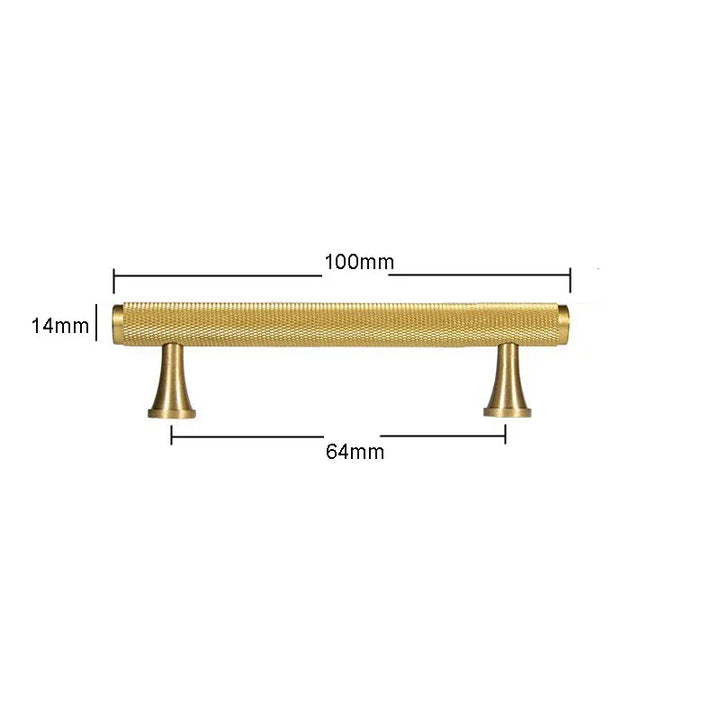 Brass Knurled Cabinet Handles Wardrobe Bar Pull with Baseplate Textured Furniture Door Handle with Baseboard Drawer Knobs
