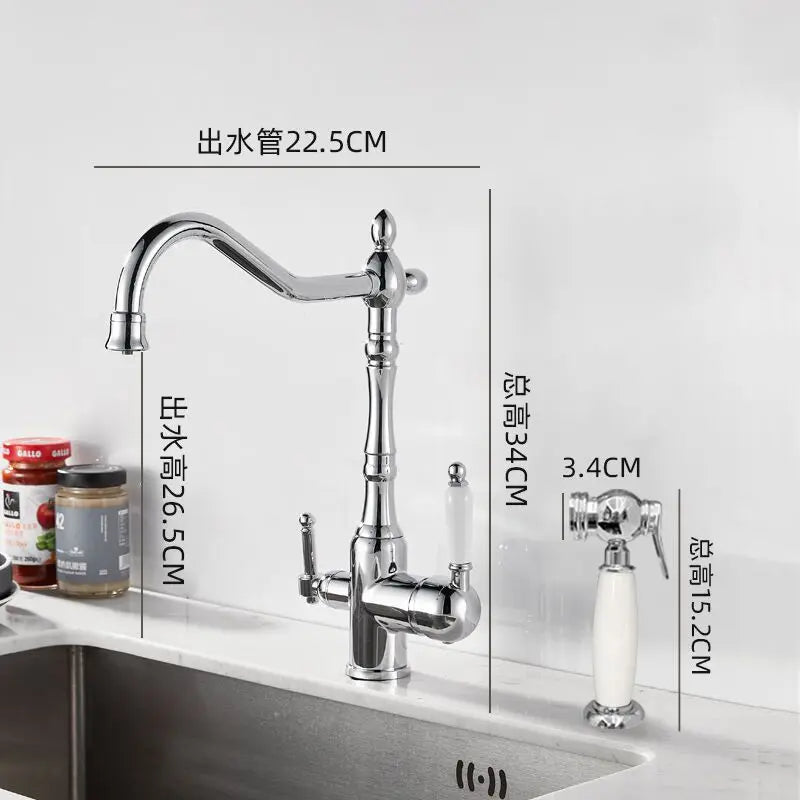 Marie - French Brass Kitchen three in one pure Water Faucet
