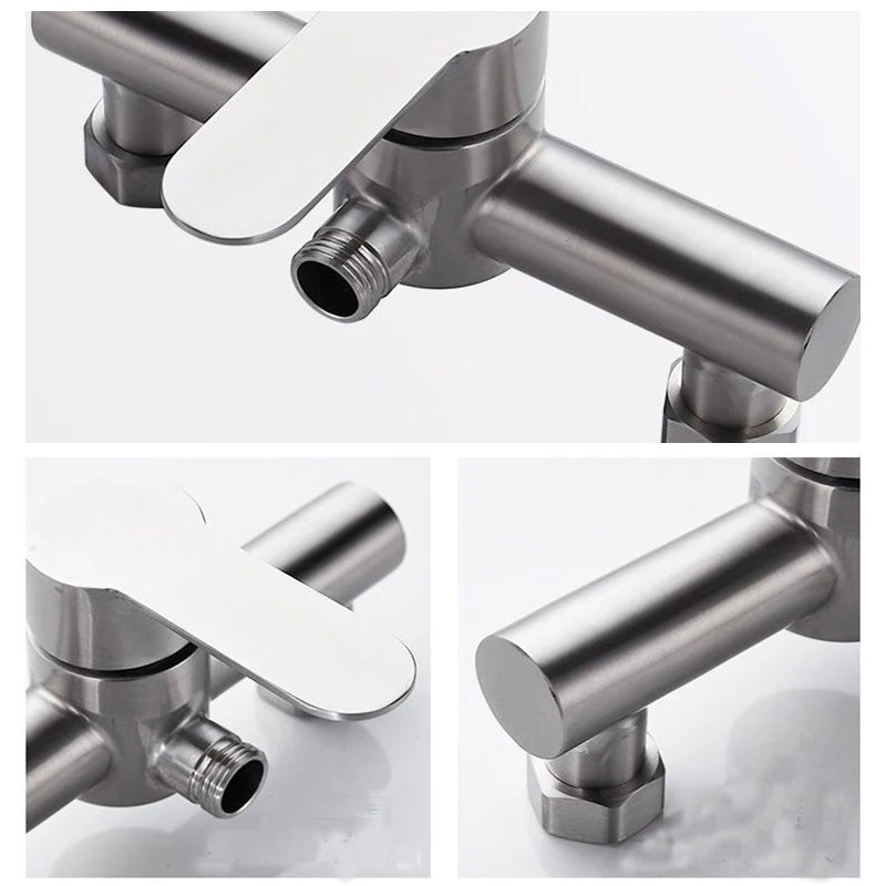 PET-  Black Bathroom Shower Faucet Wall Mounted Hot and Cold Water Mixing Valve Faucet 304 Stainless Steel Triple Tub Faucet